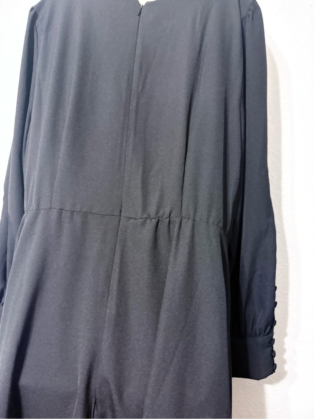 Eloquii Classic Black Empire Waist Long-Sleeve Midi Dress Button Cuff Detail 18 - Picture 10 of 16